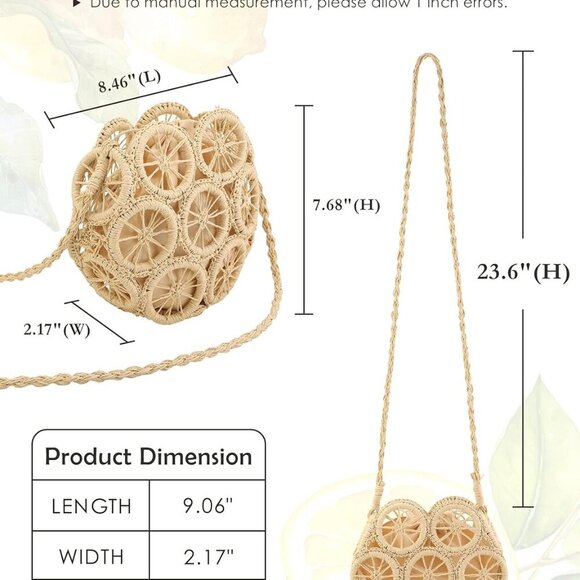 Versatile Hollow Lemon Straw Purse - Lightweight Crossbody Beach Bag for Summer - Picture 4 of 6